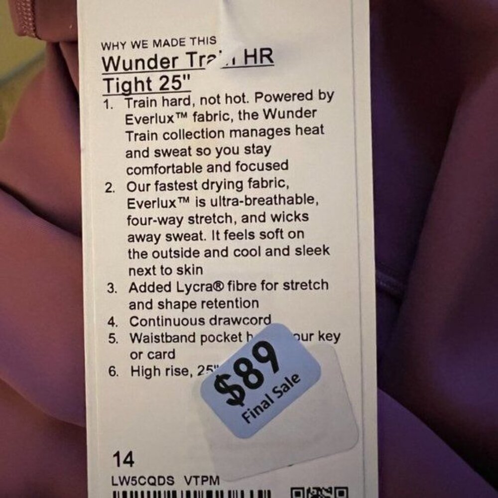 lululemon wunder under Train HR Vintage Plum Leggings Tights 25" Women's Size 14 - Picture 8 of 10